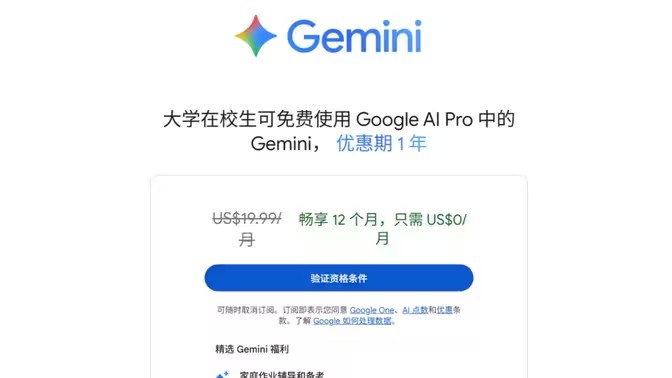 Gemini白嫖一年会员保姆级教程