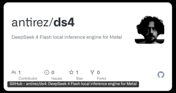 Redis创始人为DeepSeekV4修Mac专属推理高速路