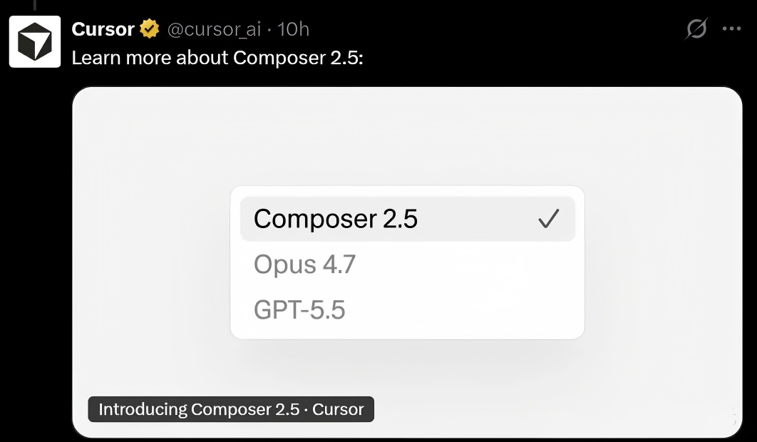 全新升级的AI编程模型Composer2.5正式上线